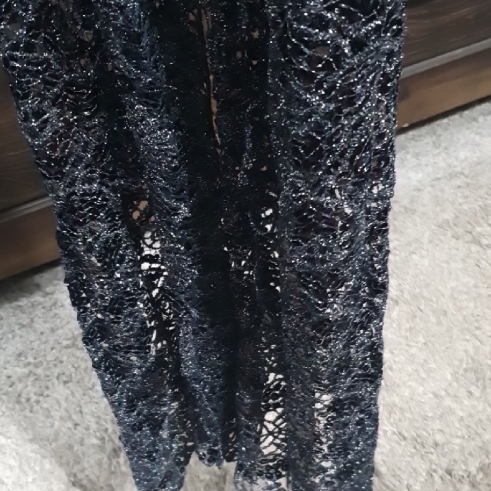 Elegant Black Lace Skirt Very Long